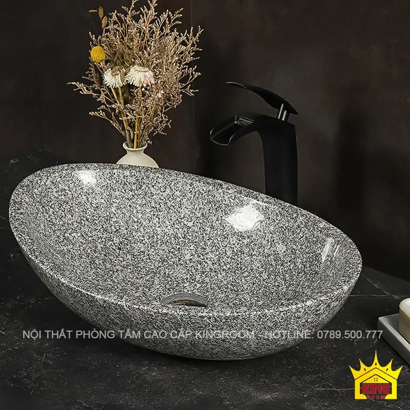 lavabo đá marble xám bầu dục lx60 thiết kế bền bỉ