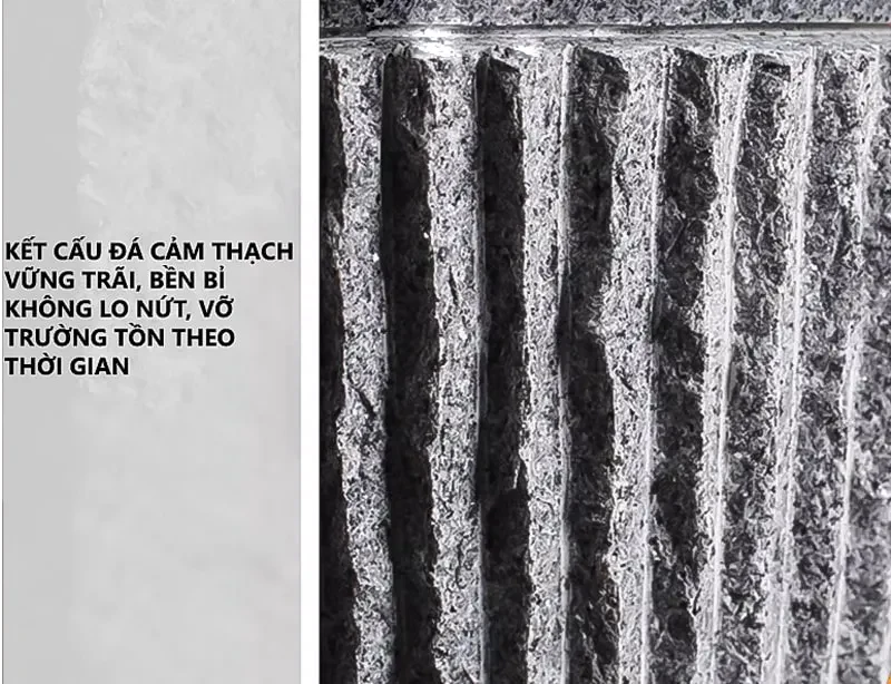 Chi tiết rãnh dọc trên thân lavabo đá cẩm thạch đứng