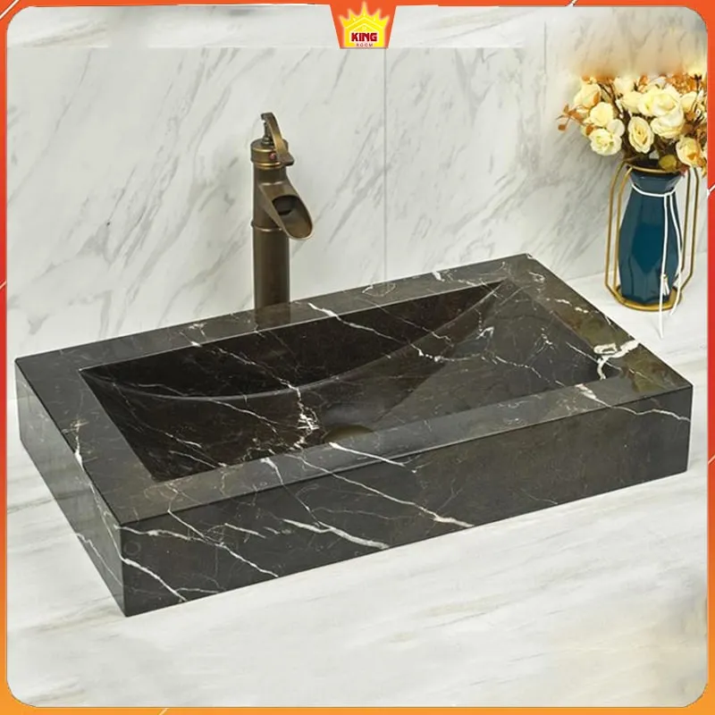 chậu đá marble màu đen vân mây cm50-kingroom-1