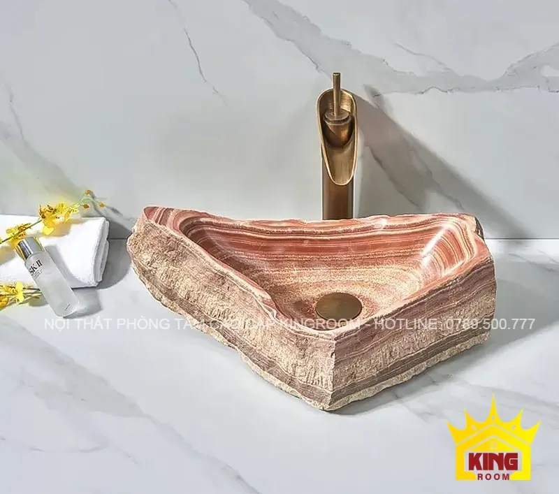 chậu đá tự nhiên travertine dh40 nghệ thuật của tự nhiên