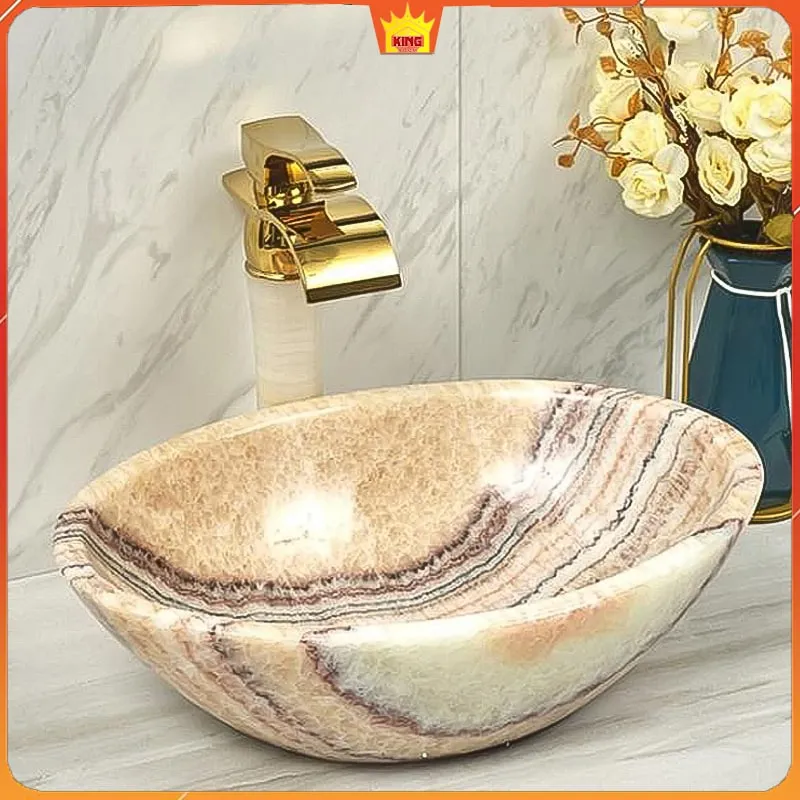 chậu đá tự nhiên travertine oval ds10-kingroom-1