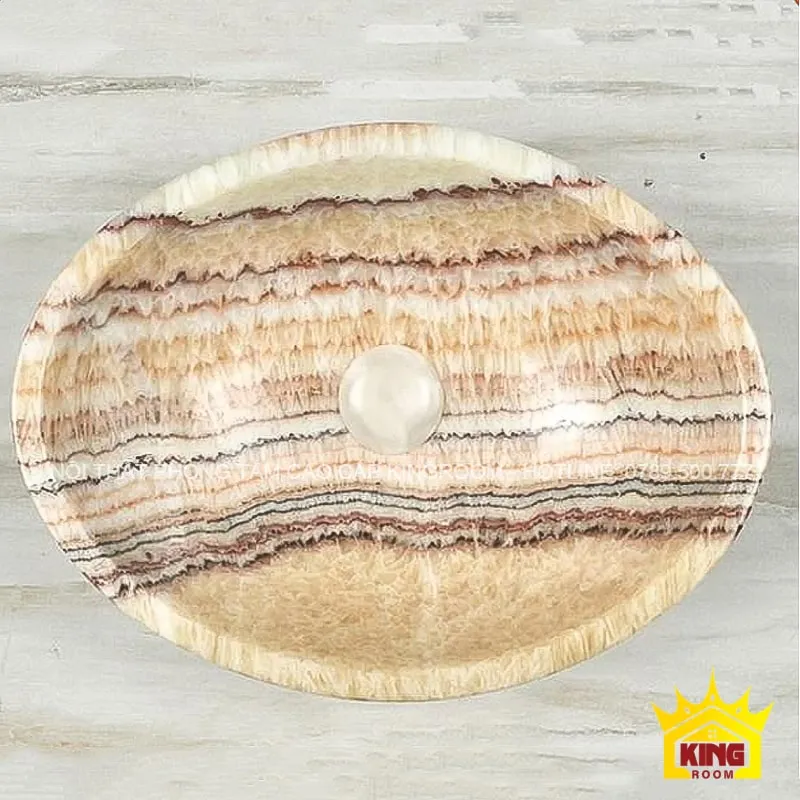 chậu đá tự nhiên travertine oval ds10 hình oval độc đáo