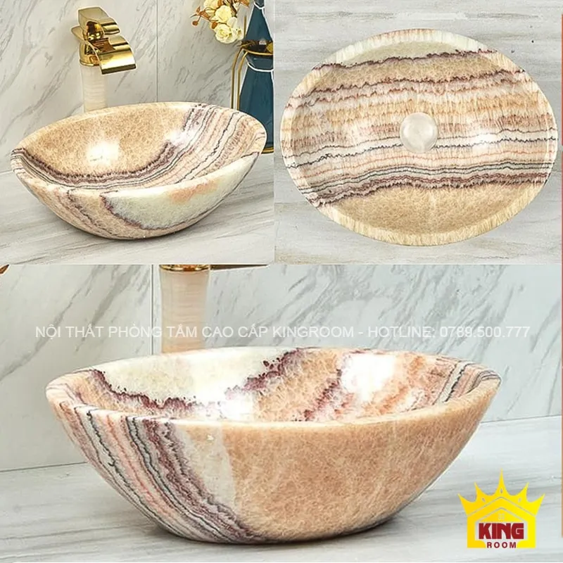 chậu đá tự nhiên travertine oval ds10 thiết kế thẩm mỹ cao