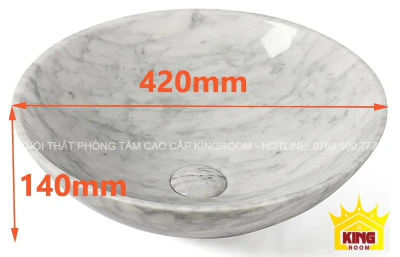 kich thước chậu lavabo đá marble trắng vân mây mb80