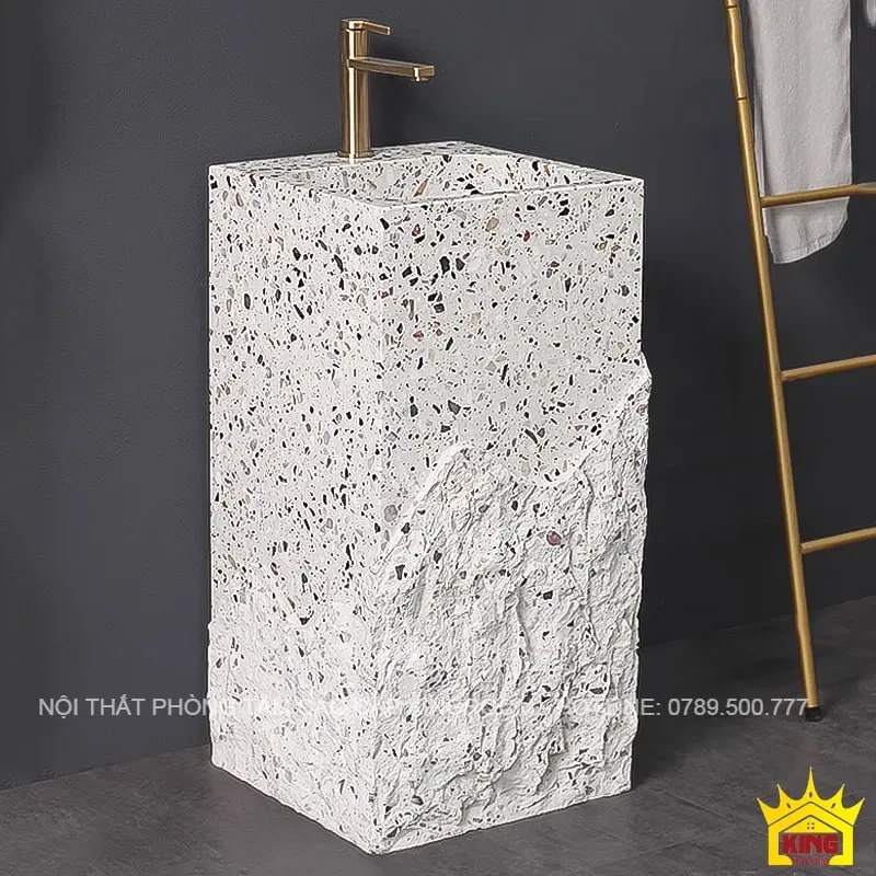 Lavabo HM50 nguyên khối, dễ dàng vệ sinh, mang vẻ đẹp tự nhiên của đá marble