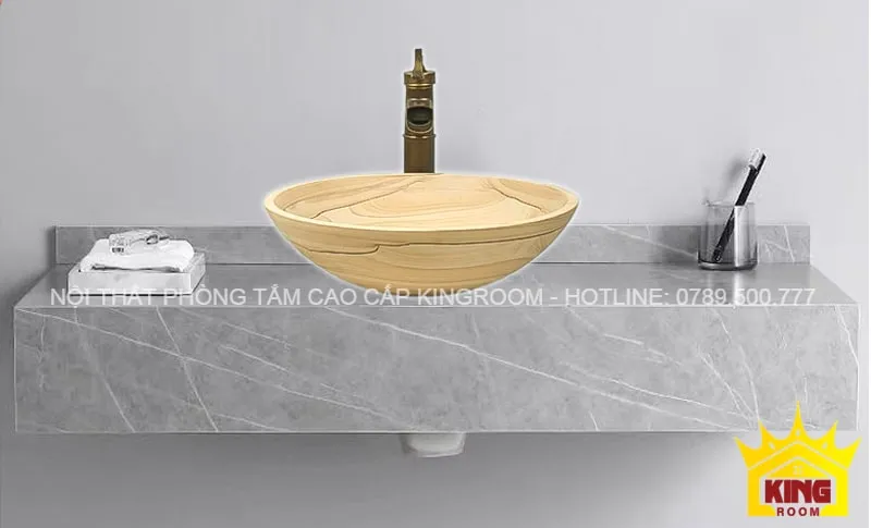 lavabo đá tự nhiên travertine ltc60 độ bền cao dễ dàng vệ sinh