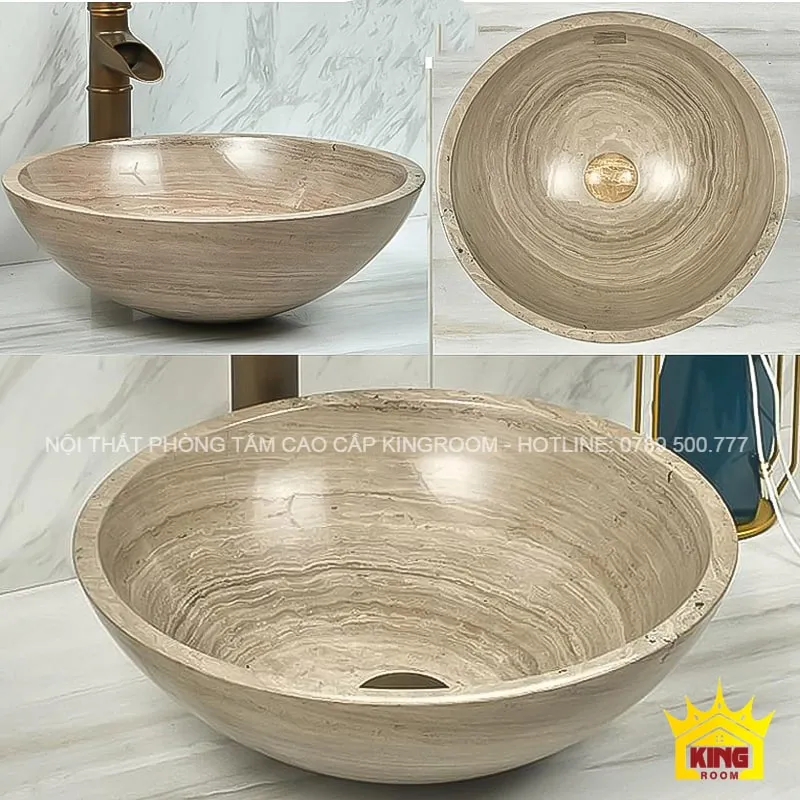 lavabo đá tự nhiên travertine trs10 màu sắc tinh tế