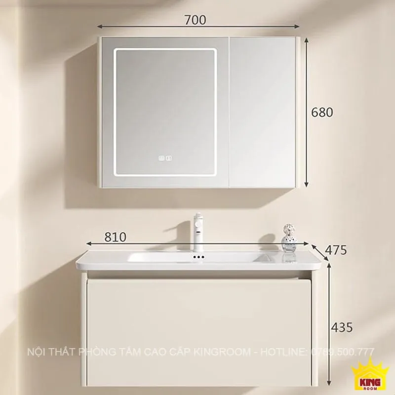 Tủ Chậu Lavabo Inox AV2 với gương thông minh, kích thước rộng rãi