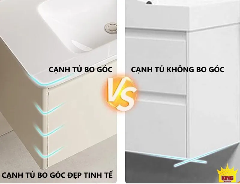 So sánh cạnh Tủ Chậu Lavabo AV2 bỏ góc và không bỏ góc