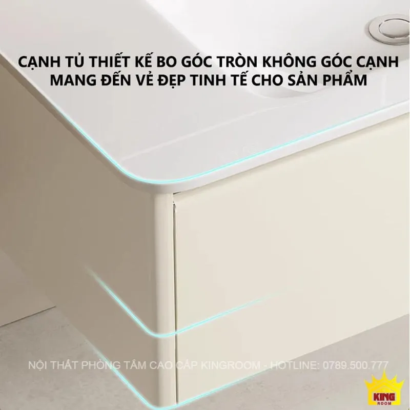 Cạnh Tủ Chậu Lavabo Inox AV2 được bo góc tròn, tạo hình thức đẹp mắt và an toàn khi sử dụng