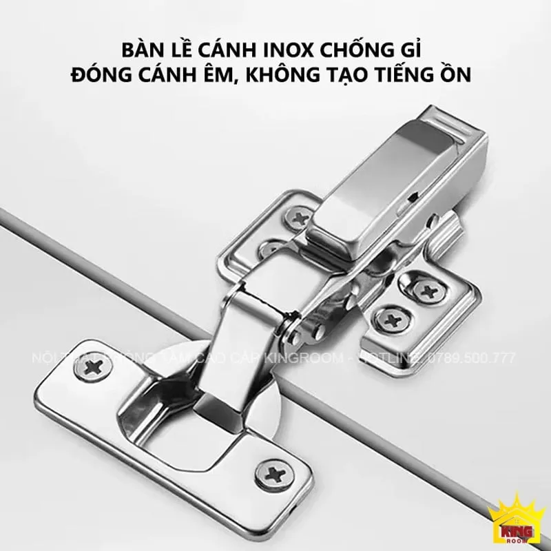 Bản lề cánh Inox 304 chống gỉ cho tủ lavabo, đóng mở êm không tạo tiếng ồn