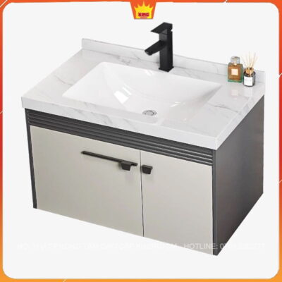 Tủ lavabo mặt đá inox cao cấp, kết hợp kiểu dáng sang trọng và độ bền