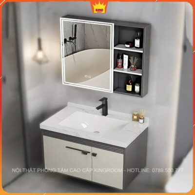 Tủ lavabo mặt đá inox 304 chống nước hiệu quả, dễ dàng vệ sinh
