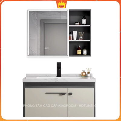 Tủ lavabo mặt đá inox 304 với thiết kế không gian lưu trữ thông minh