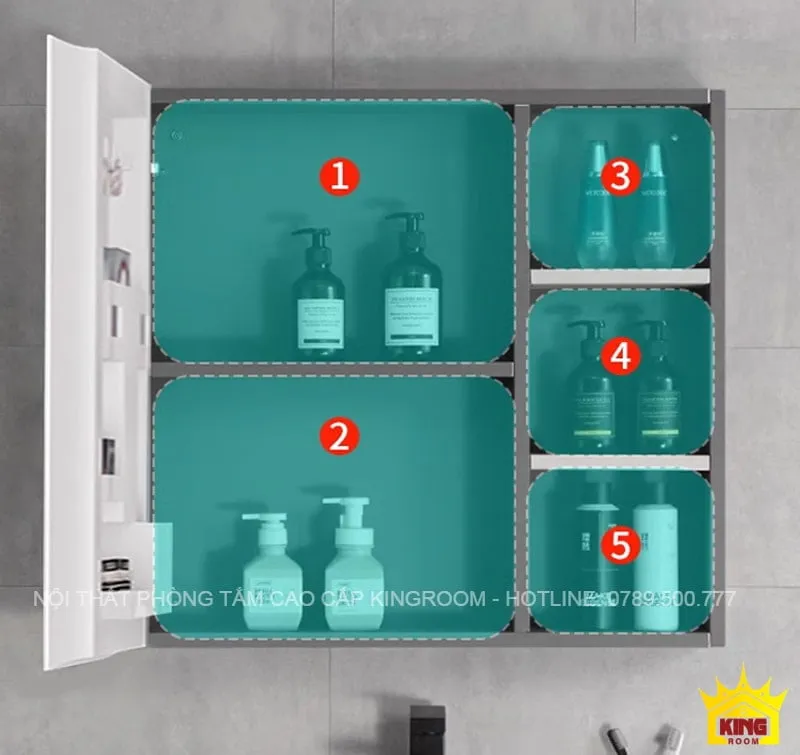 Tủ lavabo phong cách hiện đại với ngăn chứa rộng rãi và hệ thống phân loại sản phẩm mỹ phẩm tiện lợi