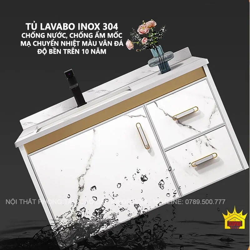 Tủ Lavabo mặt đá chống nước, dễ dàng vệ sinh