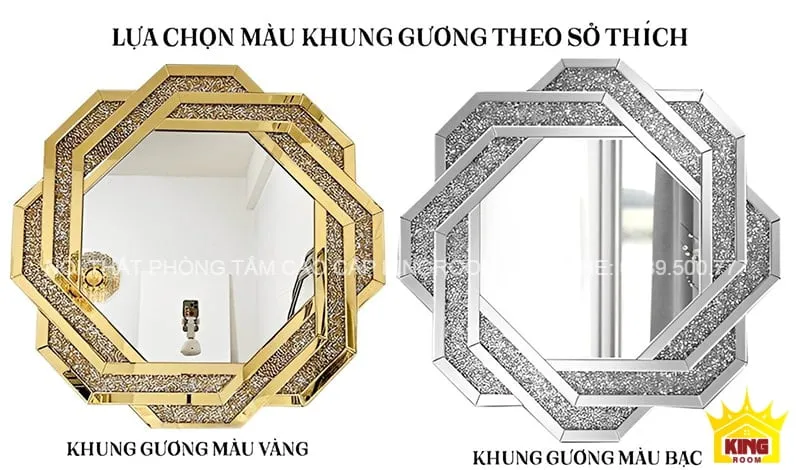 Lựa chọn màu khung gương theo sở thích: vàng và bạc