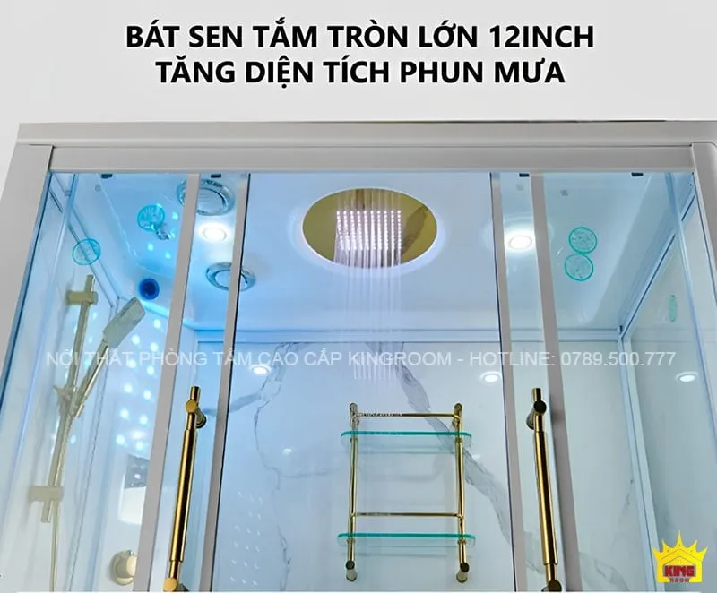 Bát sen tắm tròn lớn 12 inch của phòng xông hơi ướt k80 tăng diện tích phun mưa