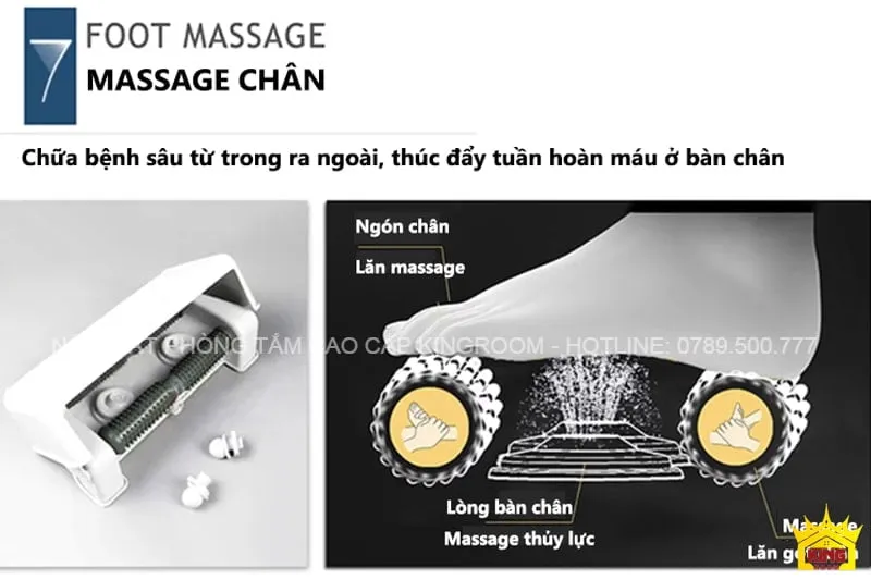 Hệ thống massage chân trong Phòng Xông Hơi Ướt SK2, thúc đẩy tuần hoàn máu