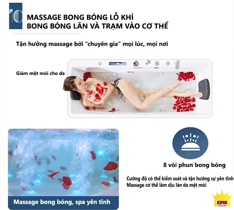 Massage bong bóng từ Phòng Xông Hơi Ướt SK2 giúp giảm mệt mỏi và thư giãn toàn thân