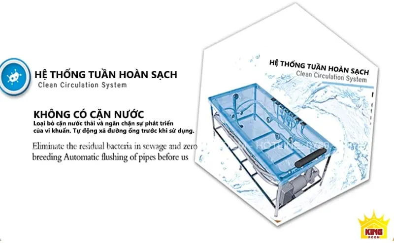 Hệ thống tuần hoàn sạch, đảm bảo nước luôn trong và sạch khuẩn cho phòng tắm