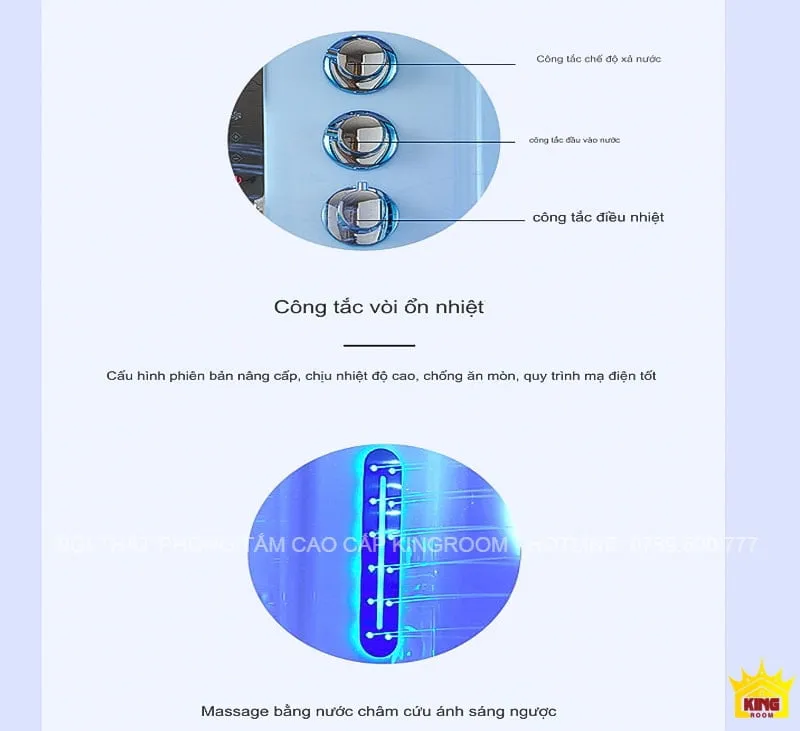 Bảng điều khiển tiện ích của Phòng Xông Hơi Ướt SC30 với các nút chức năng dễ sử dụng