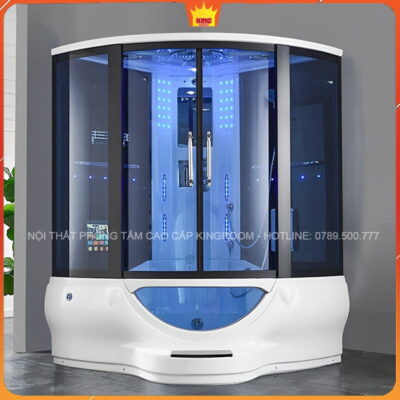 Phòng Xông Hơi Hiện Đại SC30 với Đèn LED Xanh và Bố Cục Trang Nhã