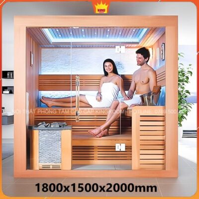 Cặp đôi thư giãn trong Phòng Xông Hơi Đá Muối MH2 với kích thước rộng rãi.