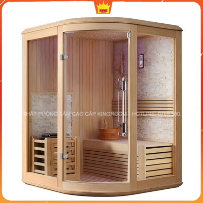 Phòng Xông Hơi Đá Muối MH2 thiết kế góc, tiết kiệm không gian mà vẫn sang trọng.