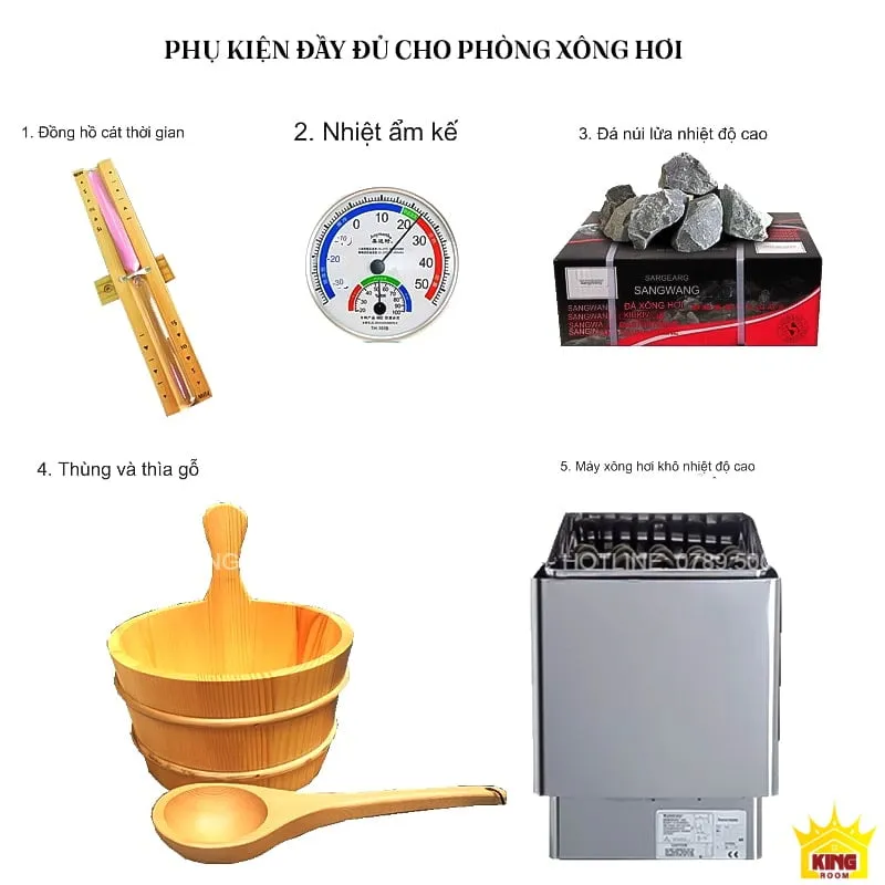 Phụ kiện đầy đủ cho Phòng Xông Hơi Đá Muối MH2