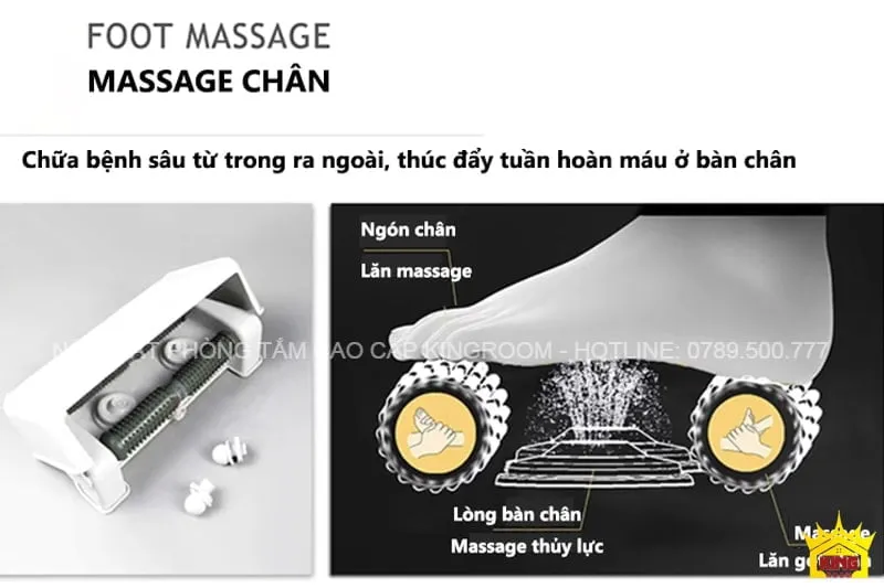 Thiết bị massage chân trong Phòng Xông Hơi Gia Đình C90, giúp chữa bệnh và thúc đẩy tuần hoàn máu, mang lại cảm giác nhẹ nhàng cho đôi chân