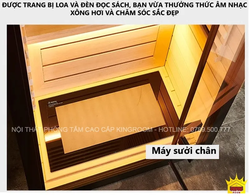 Máy sưởi chân trong phòng xông hơi TS50, trang bị loa và đèn đọc sách