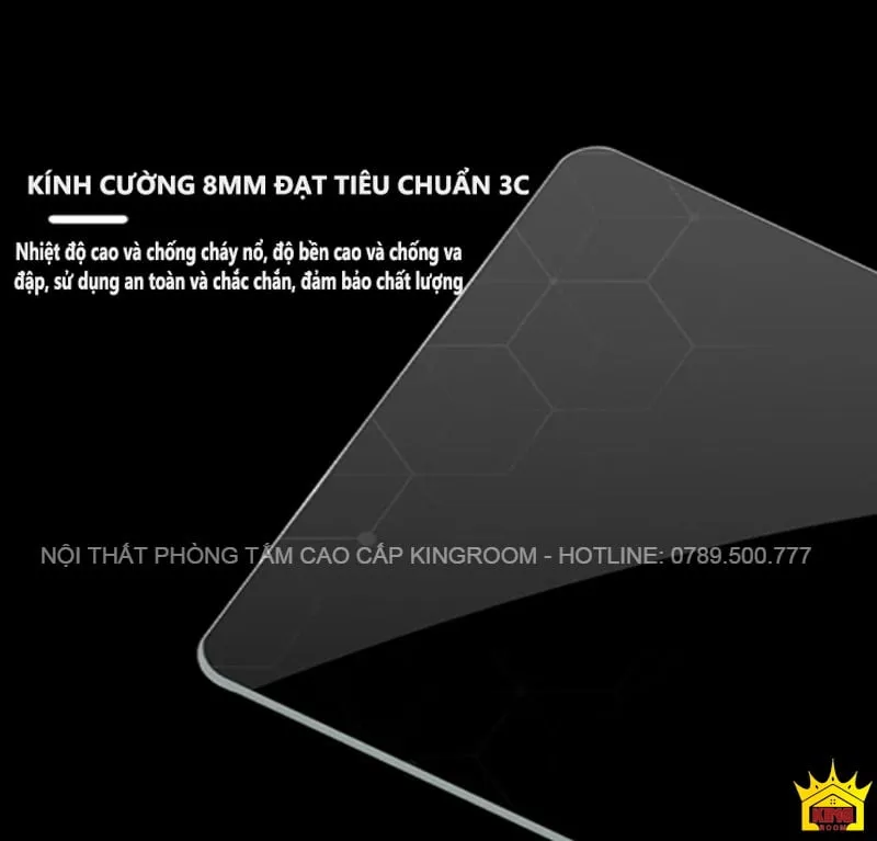 Kính cường lực 8mm đạt tiêu chuẩn 3C cho phòng xông hơi TS50, đảm bảo an toàn và bền bỉ