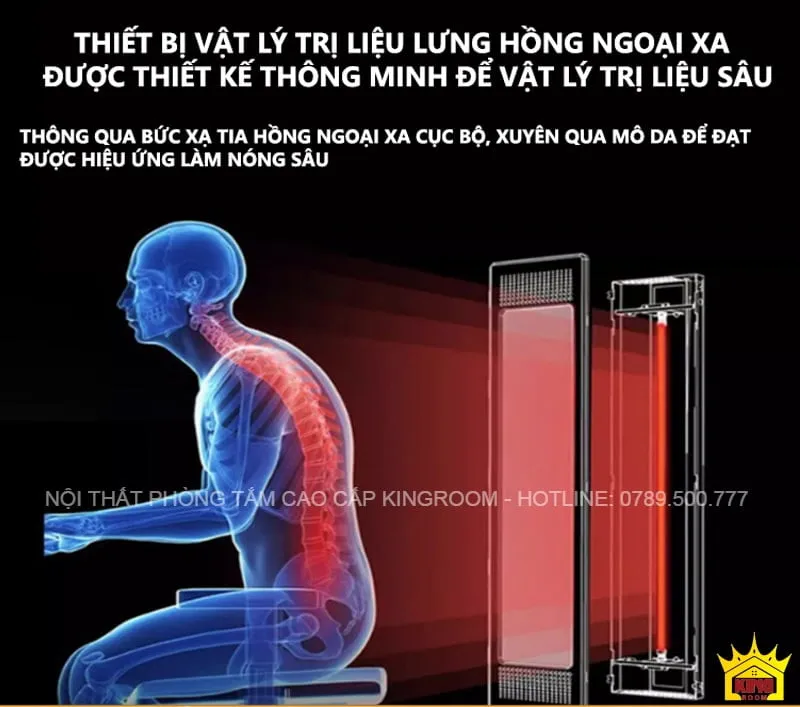 Thiết bị vật lý trị liệu hồng ngoại xa trong Phòng Xông Hơi Khô KB10 với khả năng xuyên qua mô để điều trị sâu