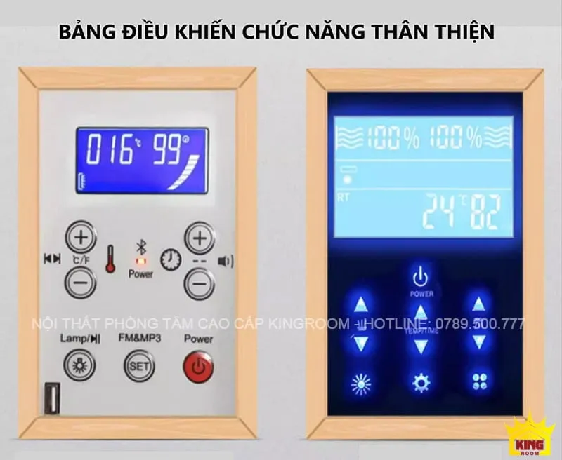 Bảng điều khiển tiện lợi của Phòng Xông Hơi Khô Hồng Ngoại KB10 với hiển thị nhiệt độ và thời gian