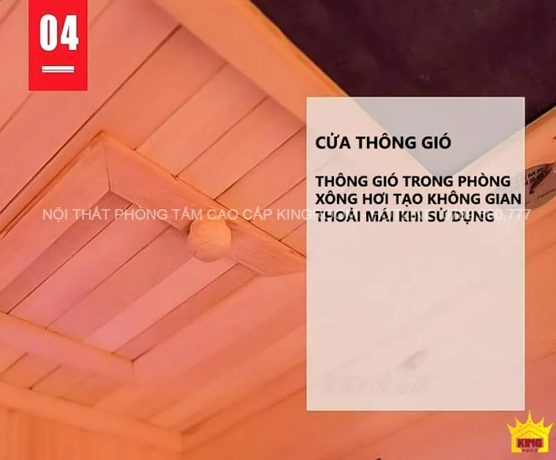 Cửa thông gió được thiết kế tinh tế trong phòng xông hơi khô SM3 đảm bảo không khí trong lành