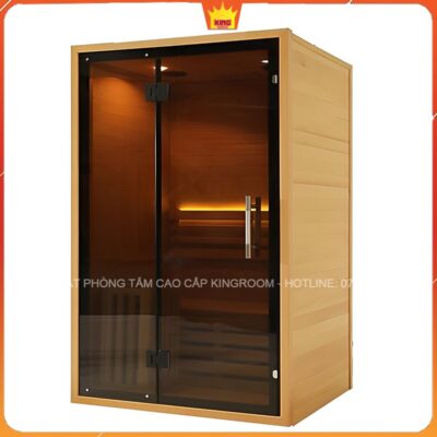 Phòng xông hơi ướt cao cấp với cửa kính và chiếu sáng ấm cúng