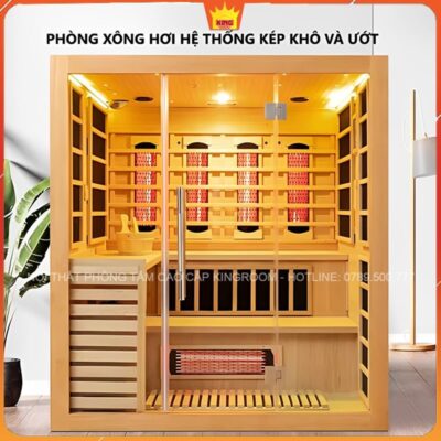 Phòng xông hơi khô và ướt PK5 với thiết kế gỗ sang trọng
