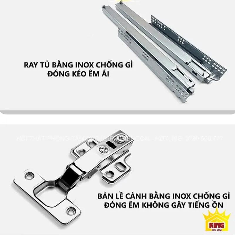 Phụ kiện tủ từ inox chống gỉ, bản lề cánh âm lịch sự không gây tiếng ồn