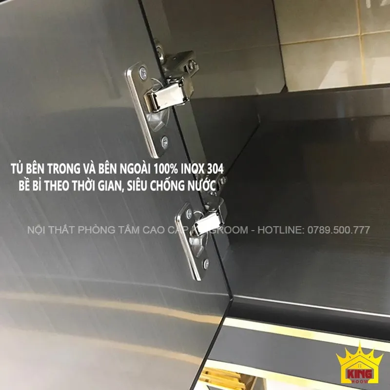 Bản lề cánh tủ từ Inox 304 chống gỉ, đảm bảo độ bền và giảm tiếng ồn khi đóng mở