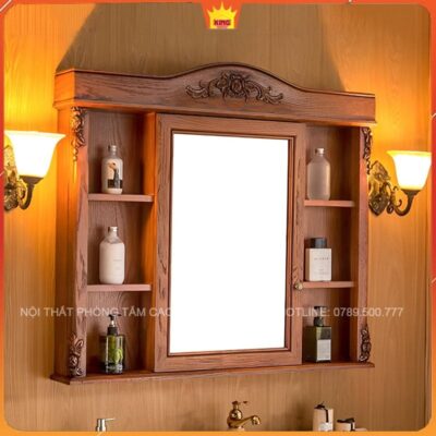 Tủ gương với chi tiết trạm khắc tinh xảo và không gian chứa đồ tinh tế