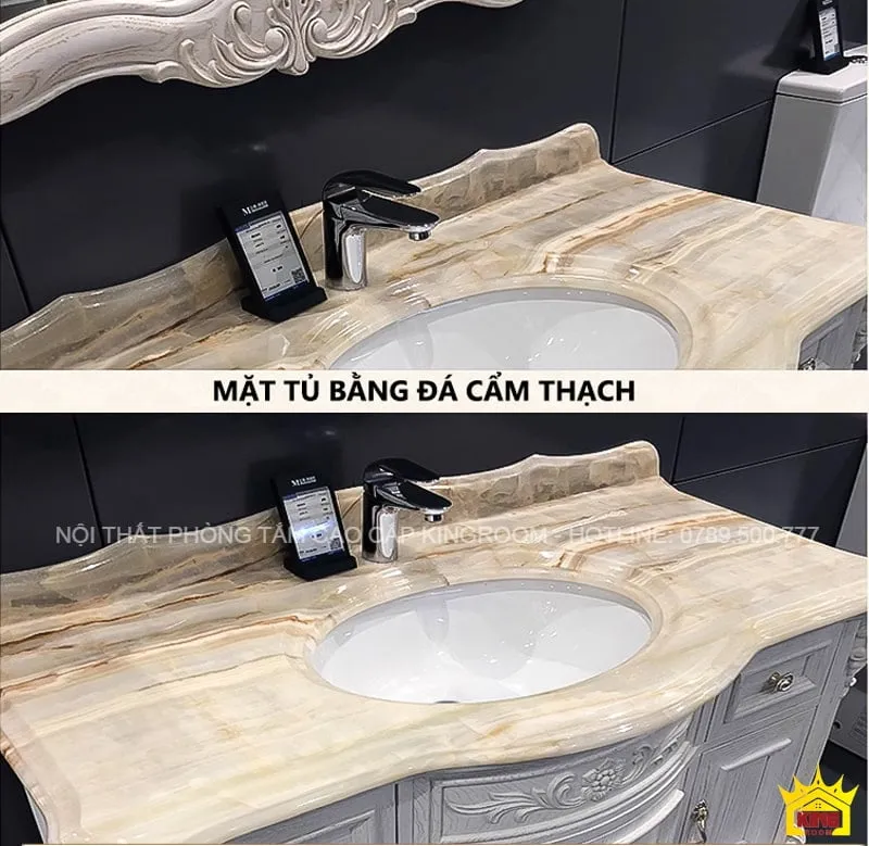 Mặt tủ lavabo TF50 bằng đá cẩm thạch sang trọng, chất liệu cao cấp cho phòng tắm