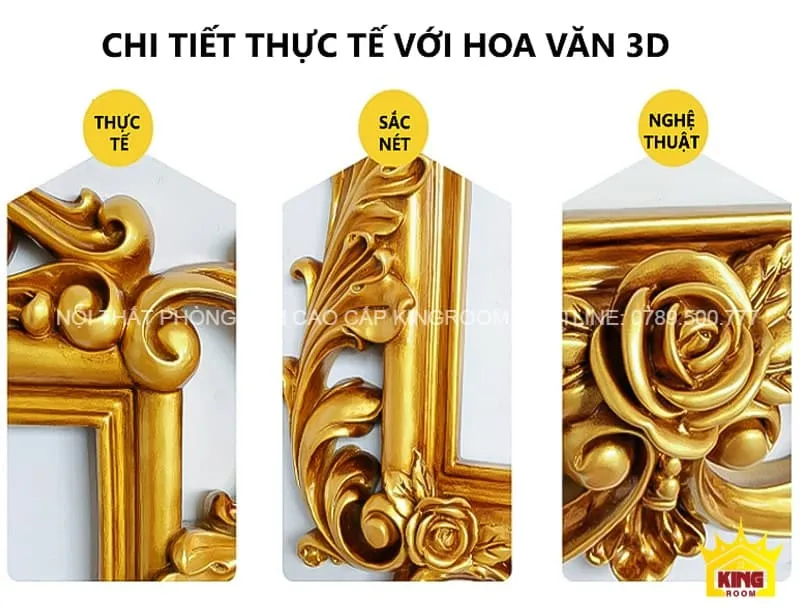 Chi tiết hoa văn tinh tế của gương Cổ Điển HN3