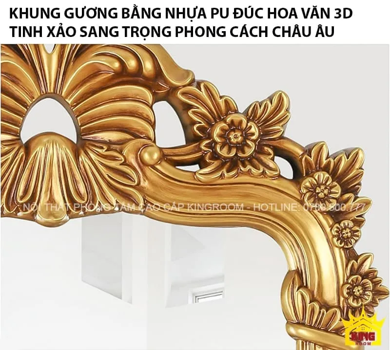 Chi tiết hoa văn cổ điển trên khung gương vàng X52