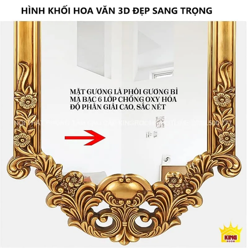 Hình khối hoa văn 3D trên gương TG50 mang đến vẻ đẹp sang trọng