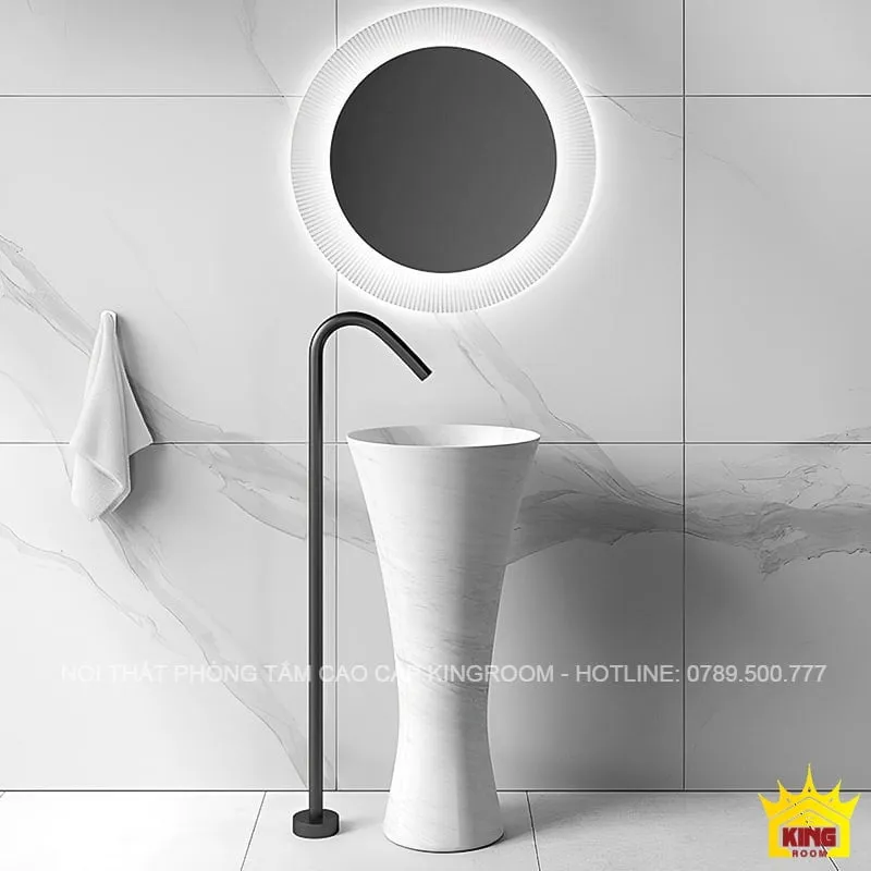 Lavabo đá nguyên khối, hình trụ nón KL01