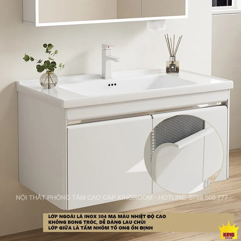 Tủ lavabo với lớp ngoài inox 304 mạ màu 