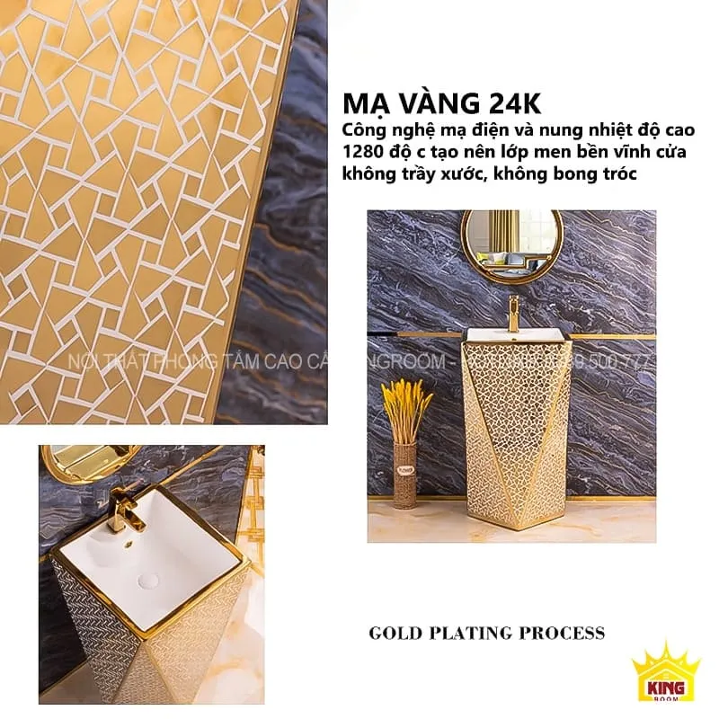 Bề mặt mạ vàng 24K sáng bóng, nổi bật