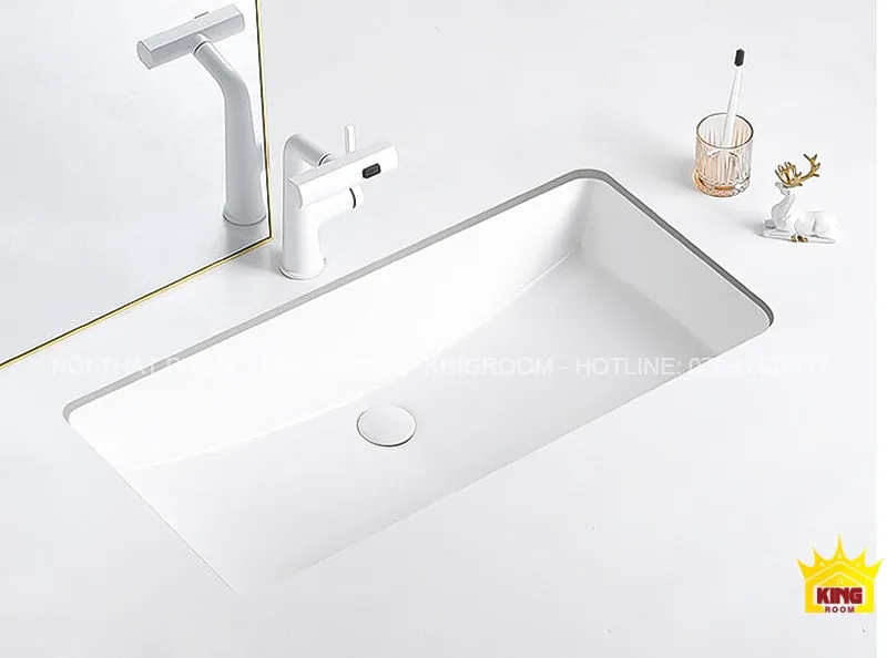 Lavabo âm bàn được thiết kế gắn bên dưới mặt đá