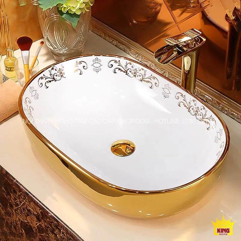 Lavabo đặt bàn mạ vàng Aqua BS20